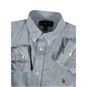 Polo Ralph Lauren Blue L/S Button Down Shirt Flesh Pony Oxford Cotton Boys XL
